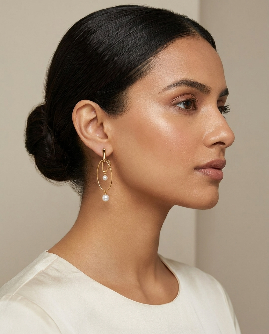 Pearl Orbit Drop Earrings
