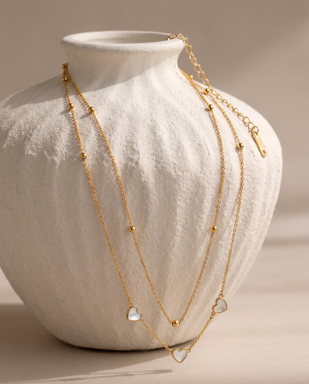 Layered Heart Charm Necklace