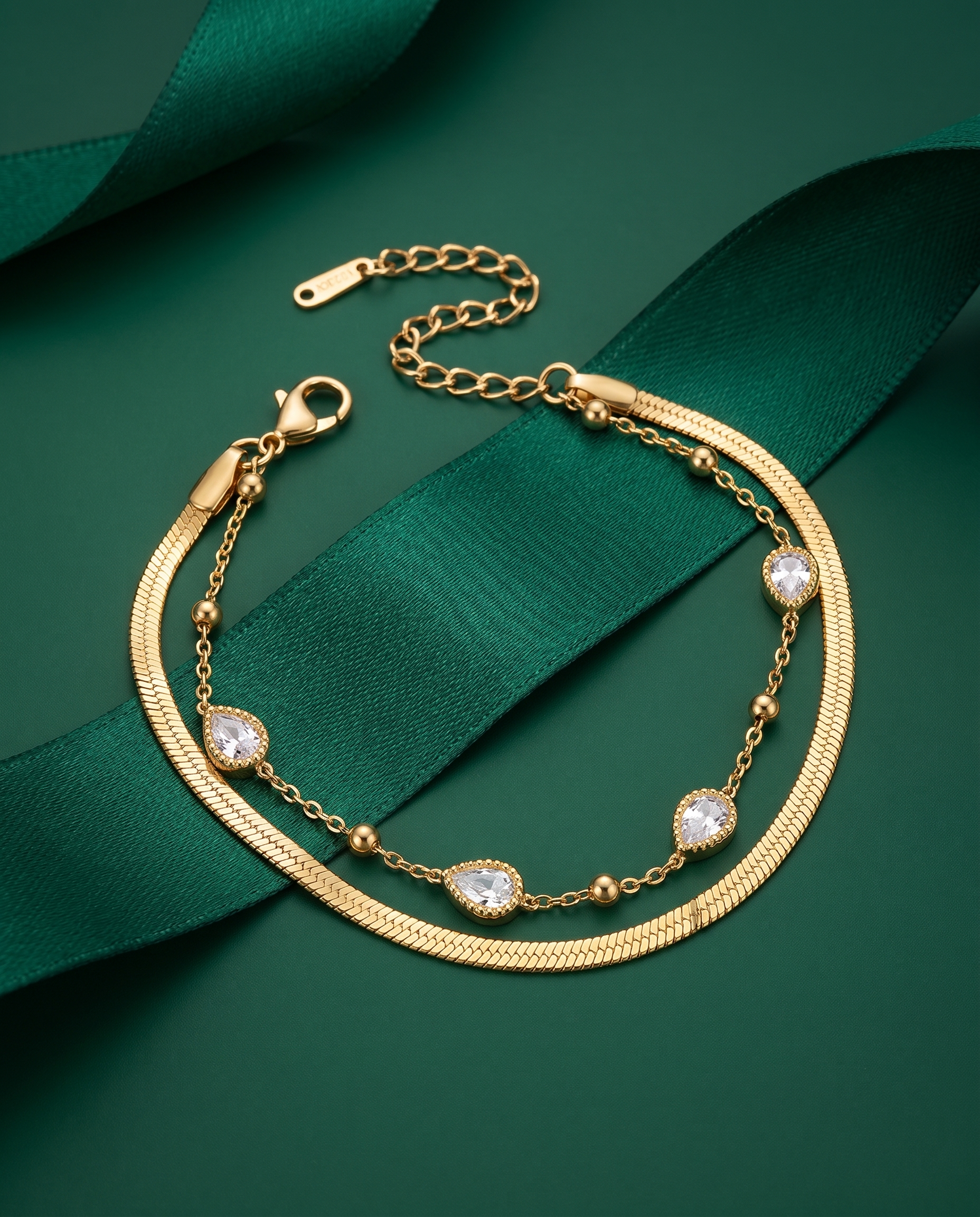 Teardrop Layered Chain Bracelet