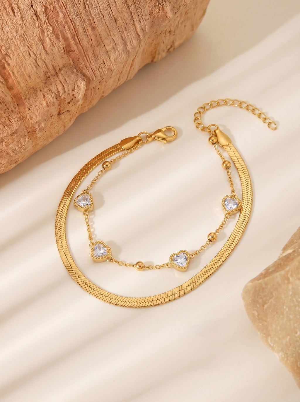 Aurielle Dual Layer Heart Bracelet