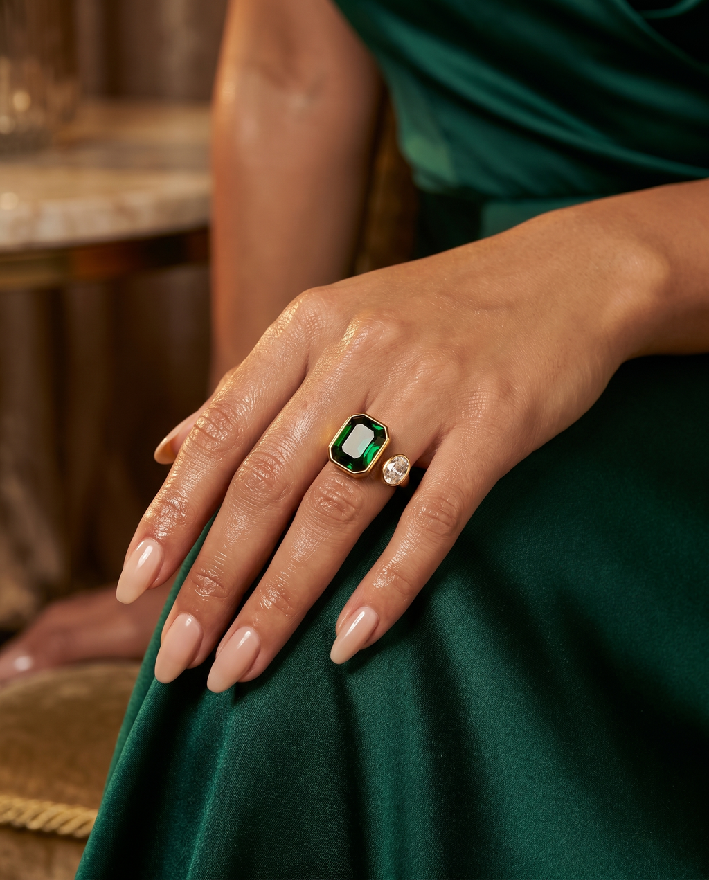 Emeraude Dual Stone Ring