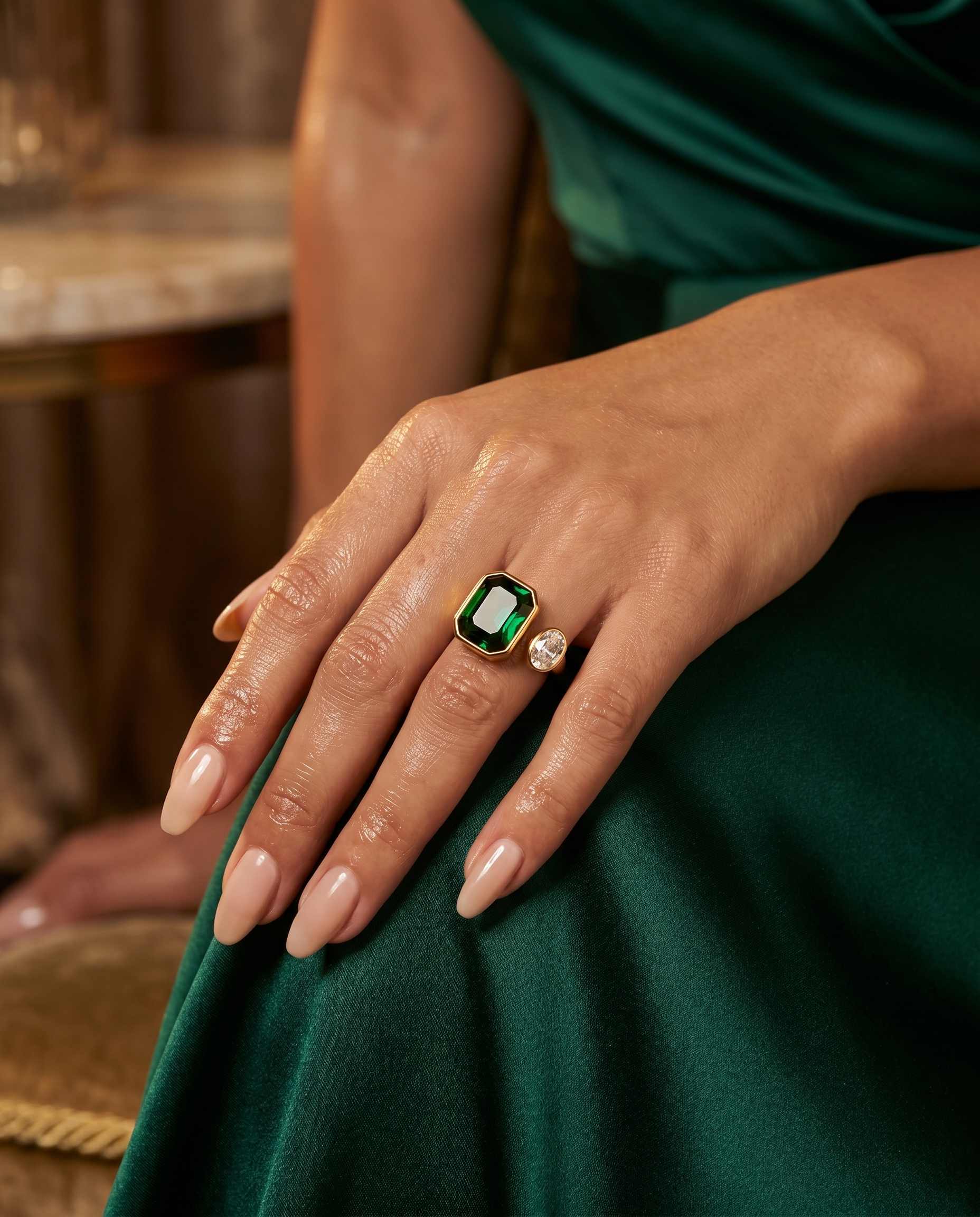 Emeraude Dual Stone Ring