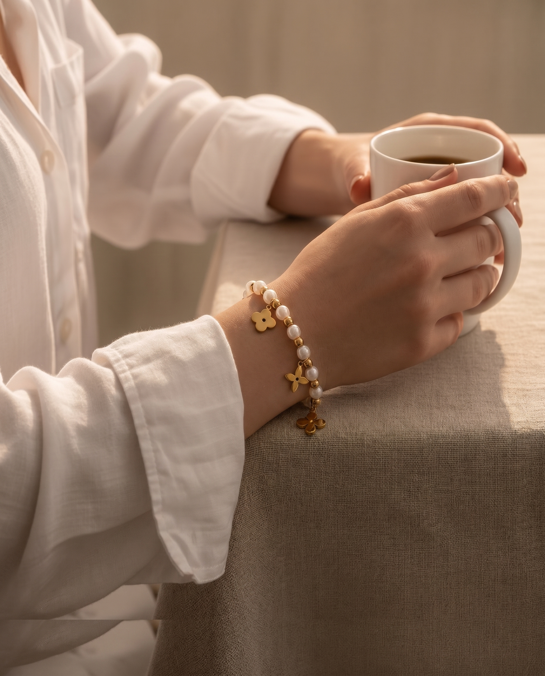 Pearl Clover Charm Bracelet