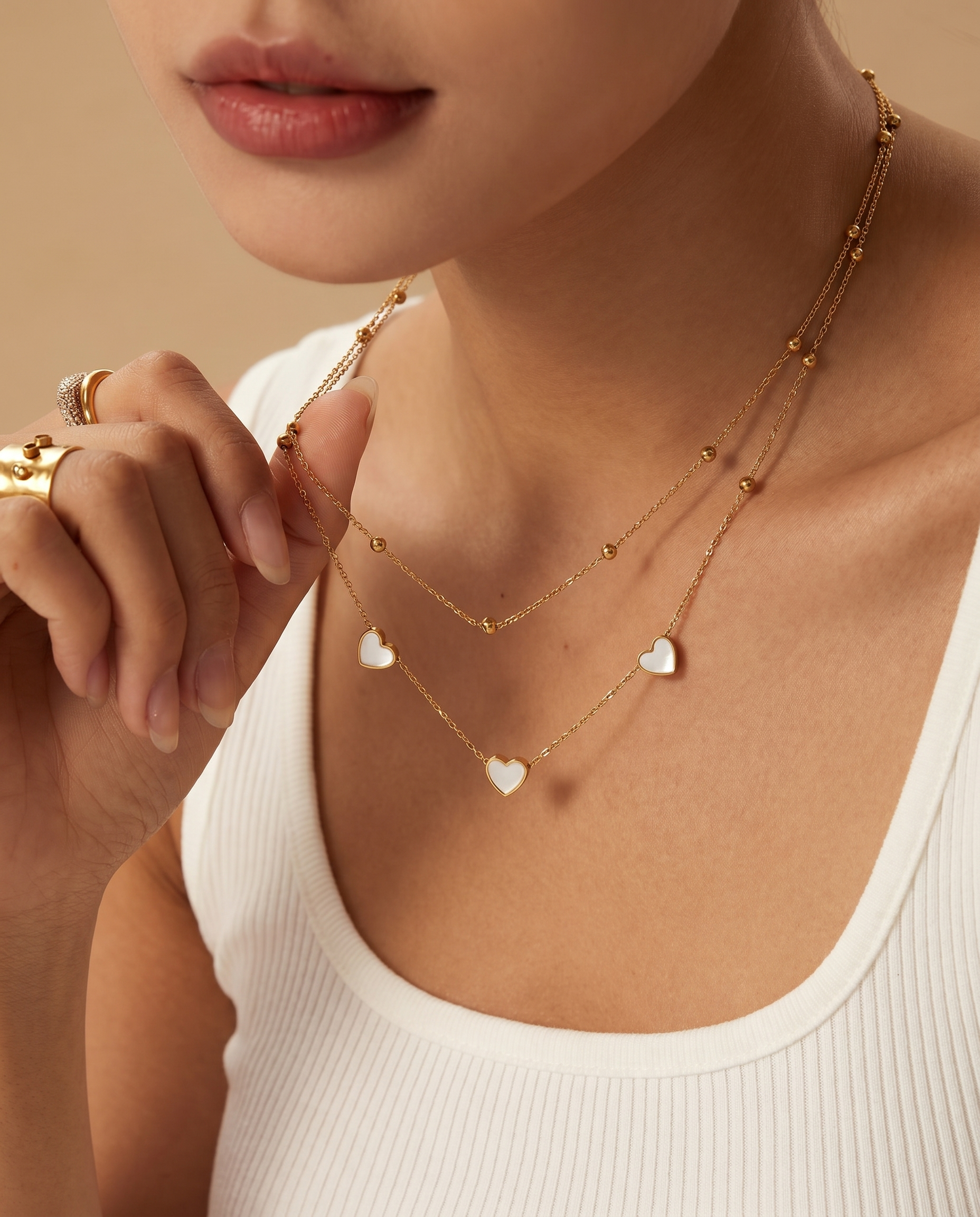 Layered Heart Charm Necklace