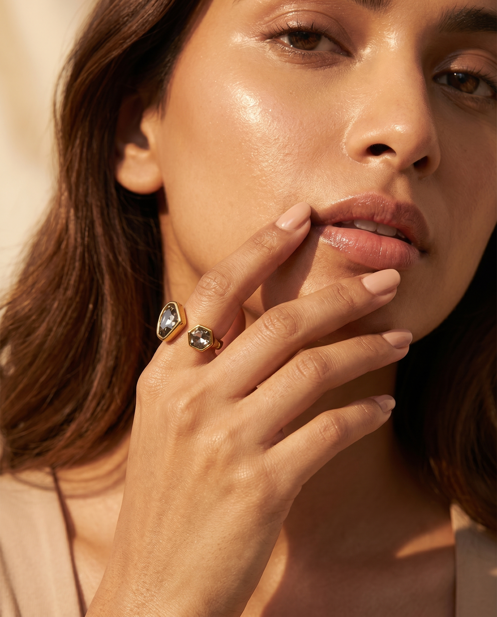Noir Prism Dual Stone Ring