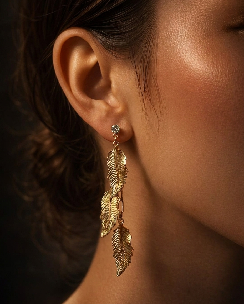 Feather Cascade Drop Earrings
