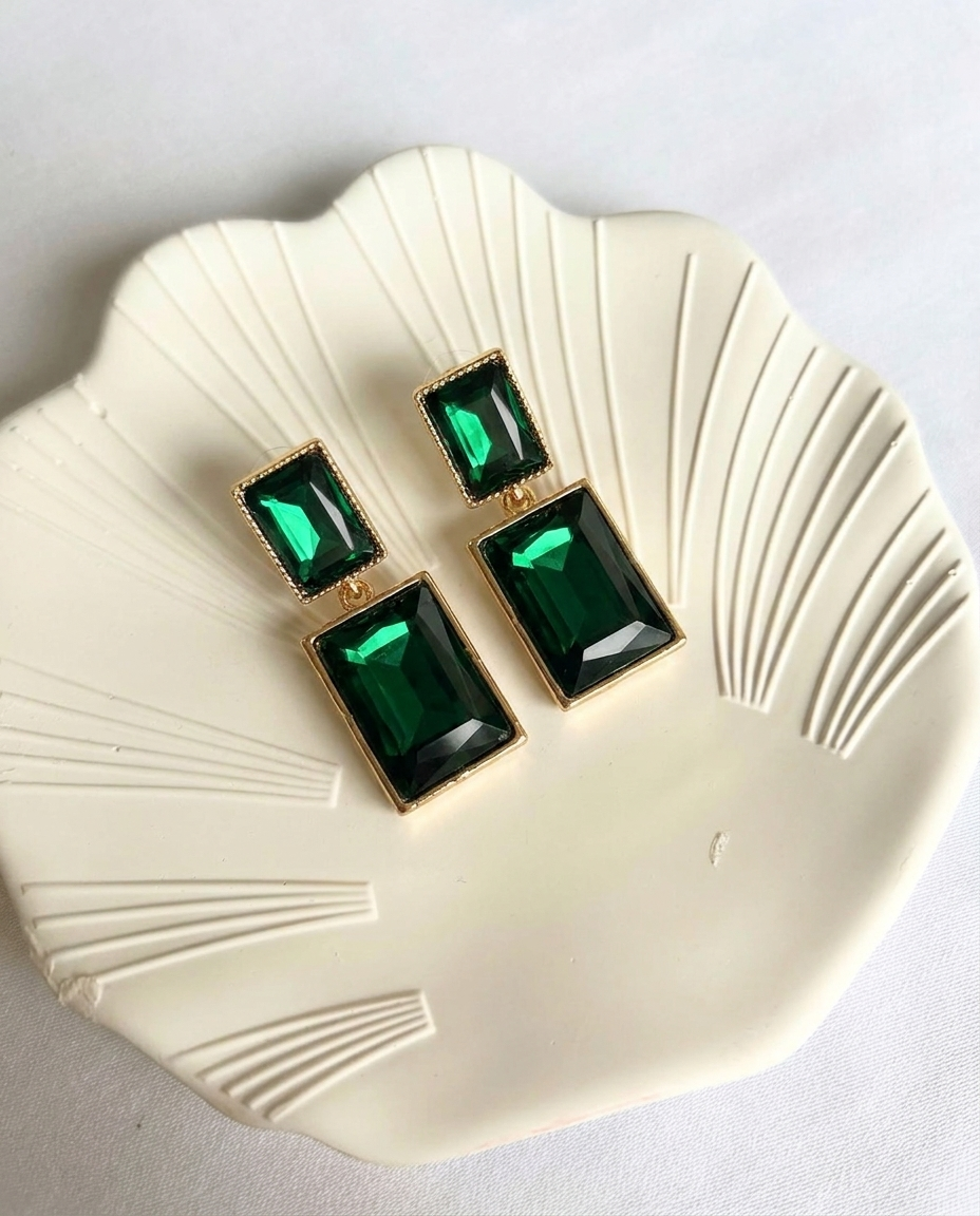 Emerald Cut Drop Earrings