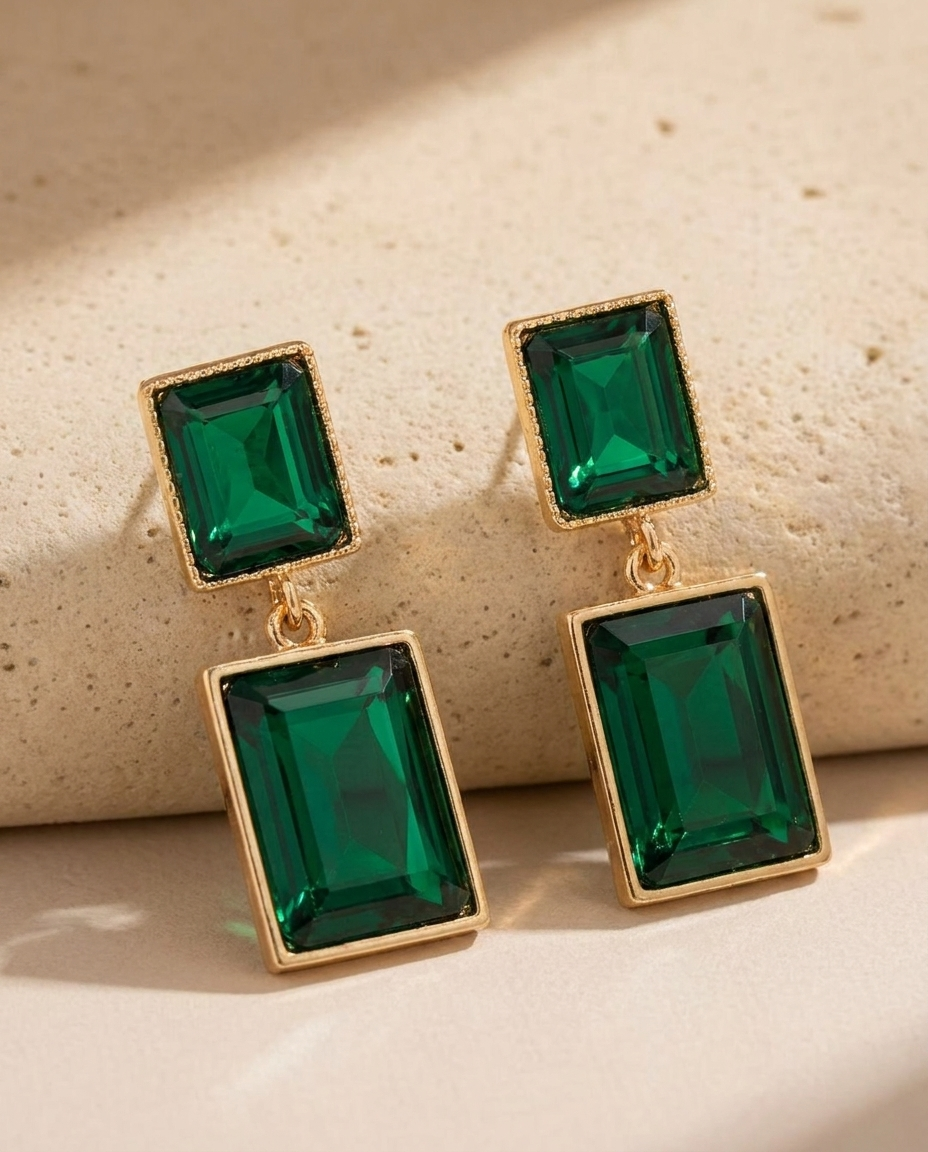 Emerald Cut Drop Earrings