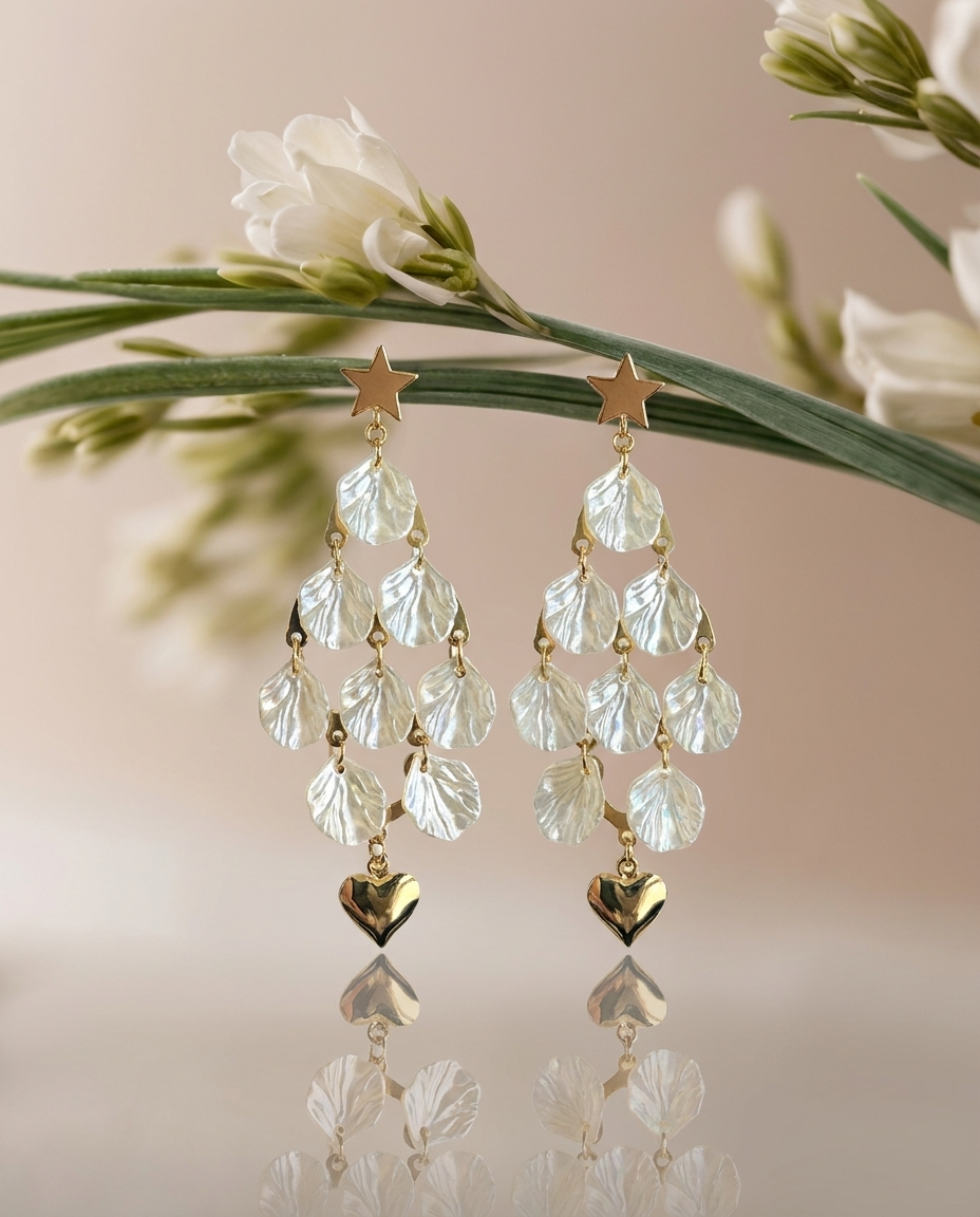Starfall Shell Heart Earrings