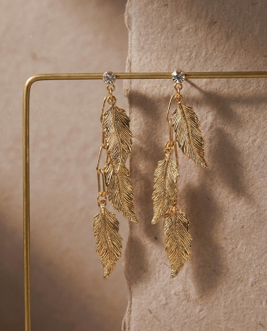Feather Cascade Drop Earrings