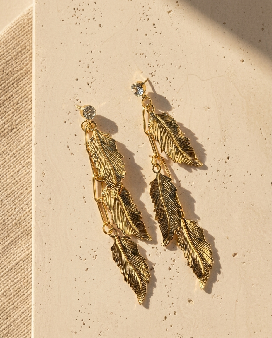 Feather Cascade Drop Earrings