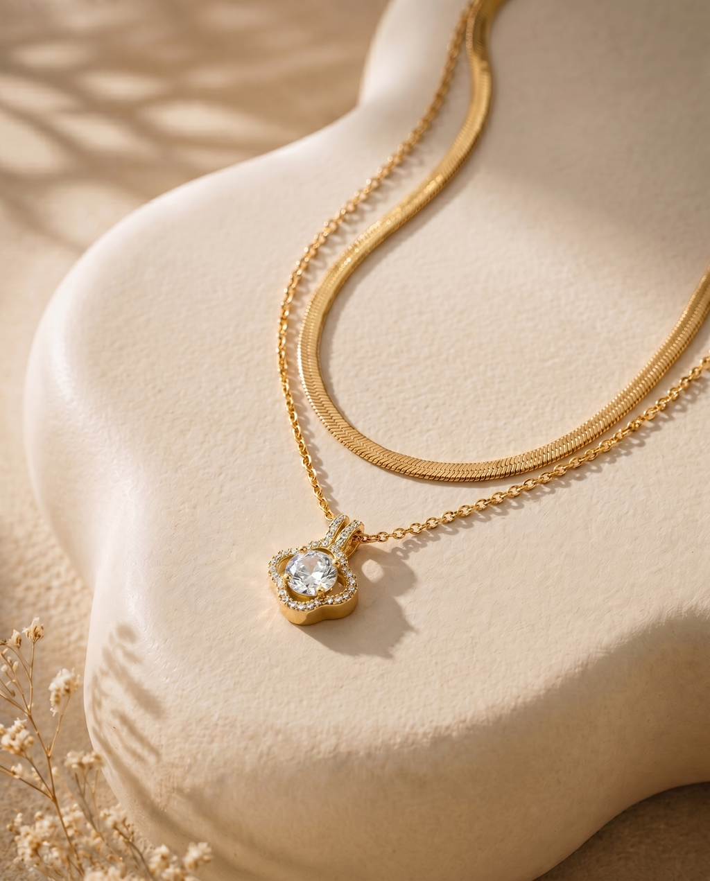 Crystal Clover Layered Necklace