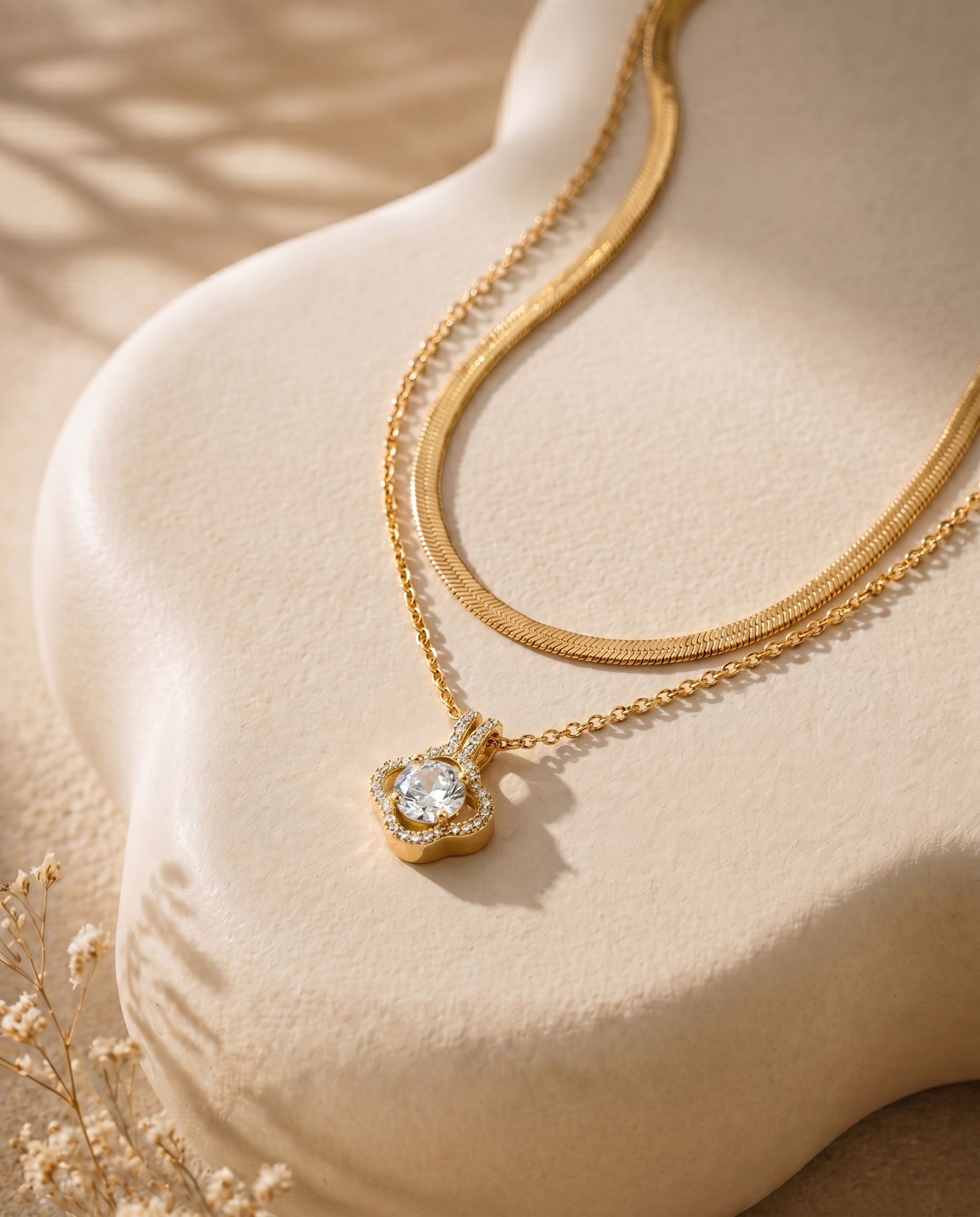 Crystal Clover Layered Necklace