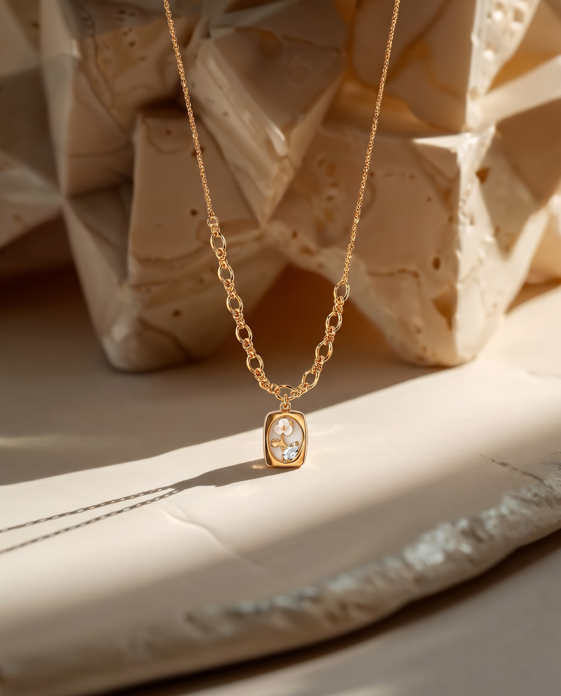 Floral Crystal Charm Necklace
