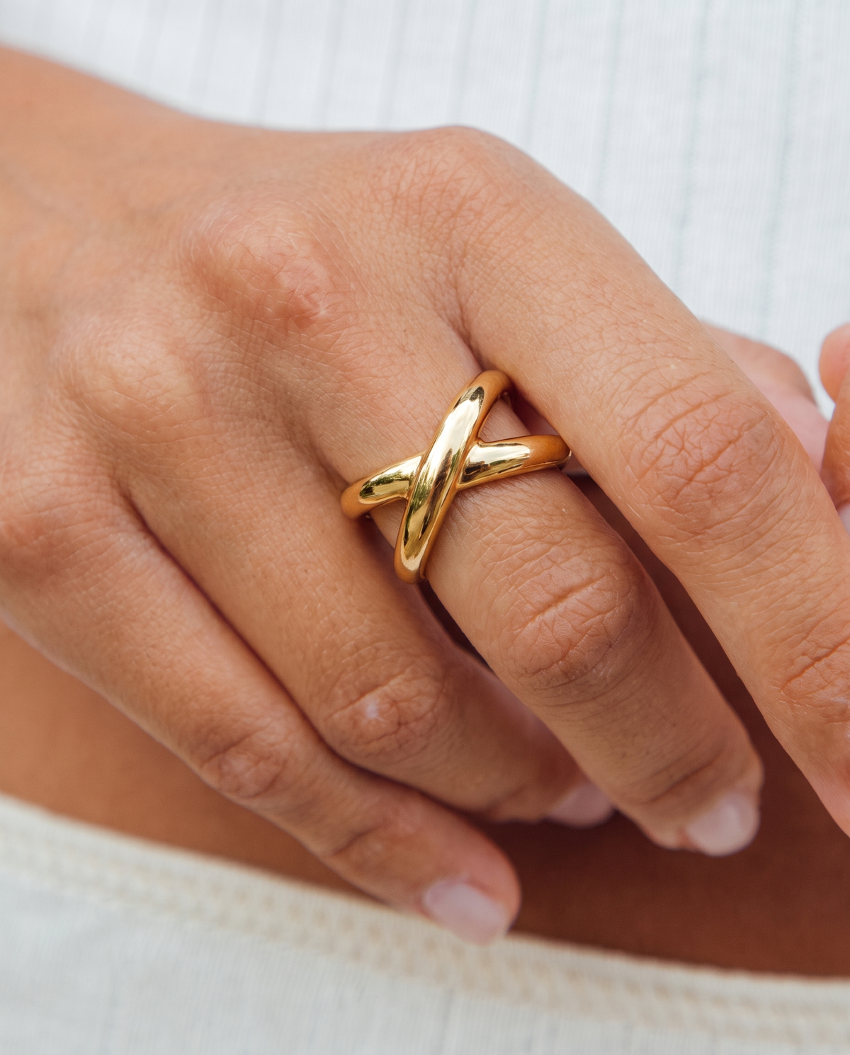 Gold Crossover Ring