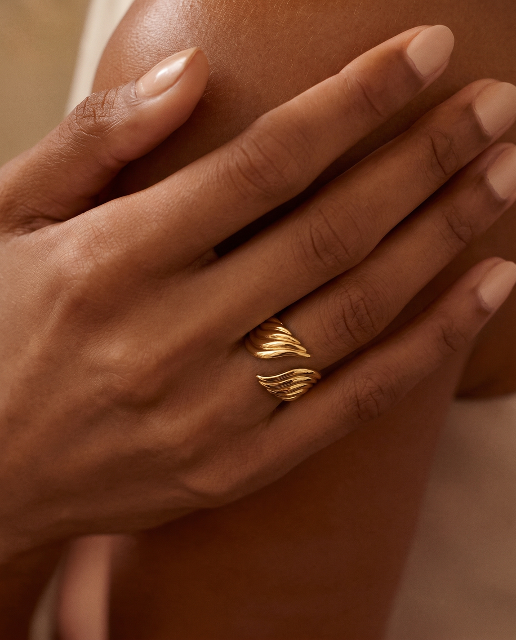 Ribbed Gold Swirl Ring