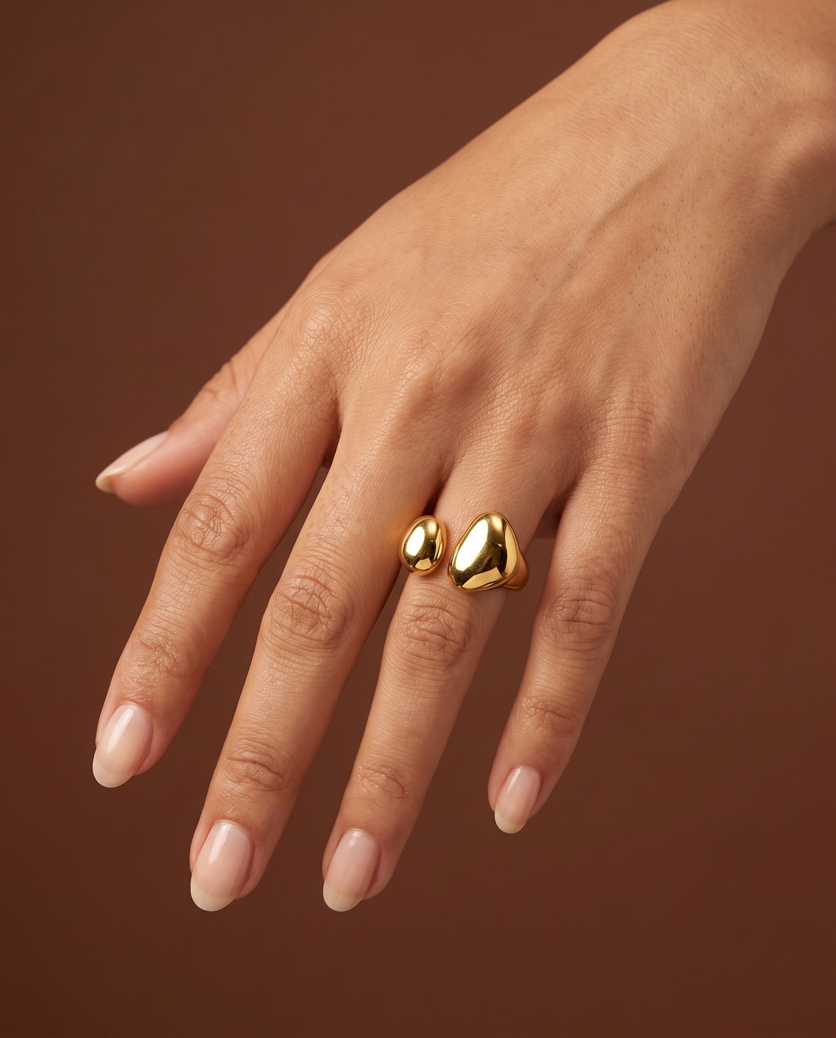 Modern Gold Pebble Ring