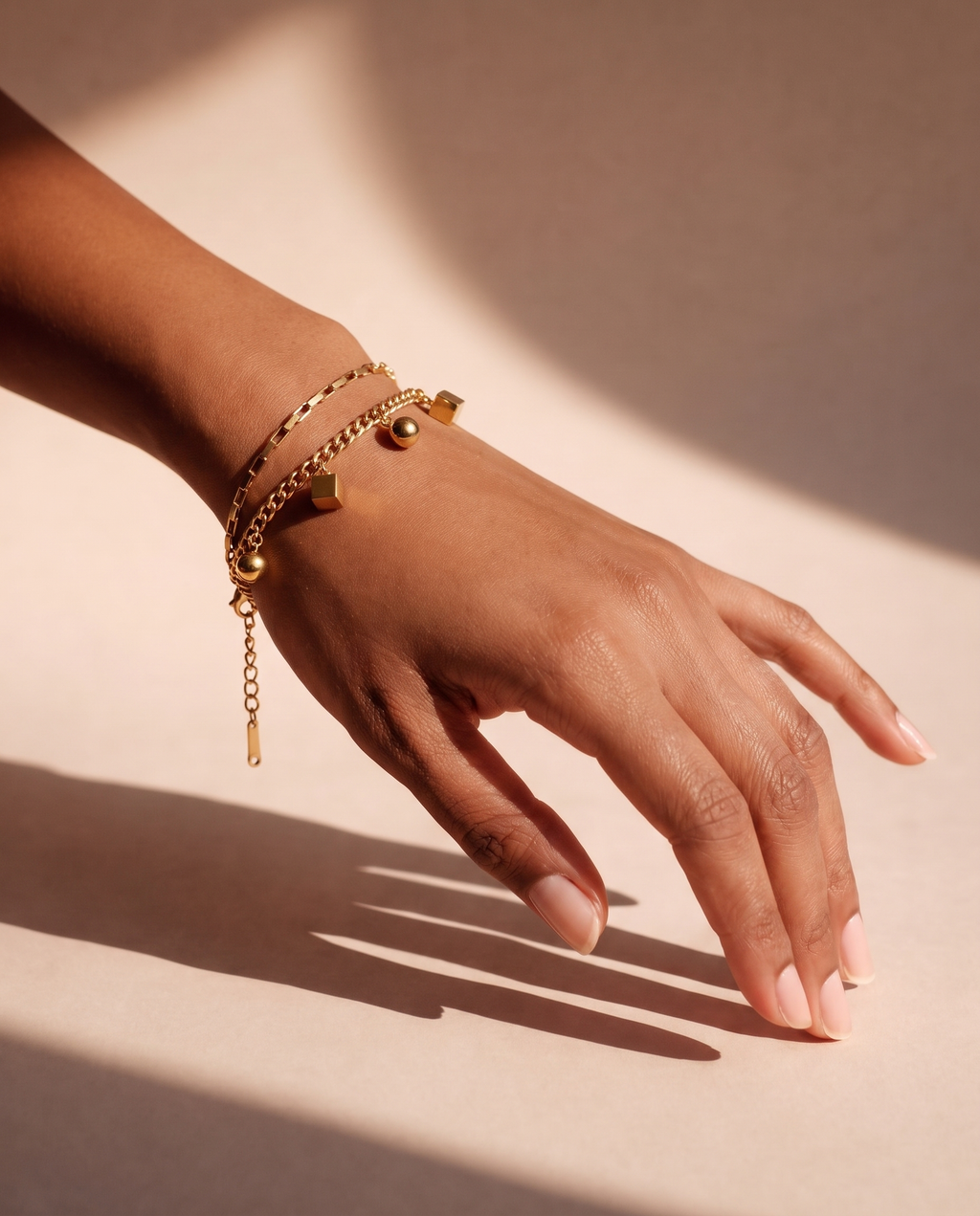 Layered Gold Chain Charm Bracelet