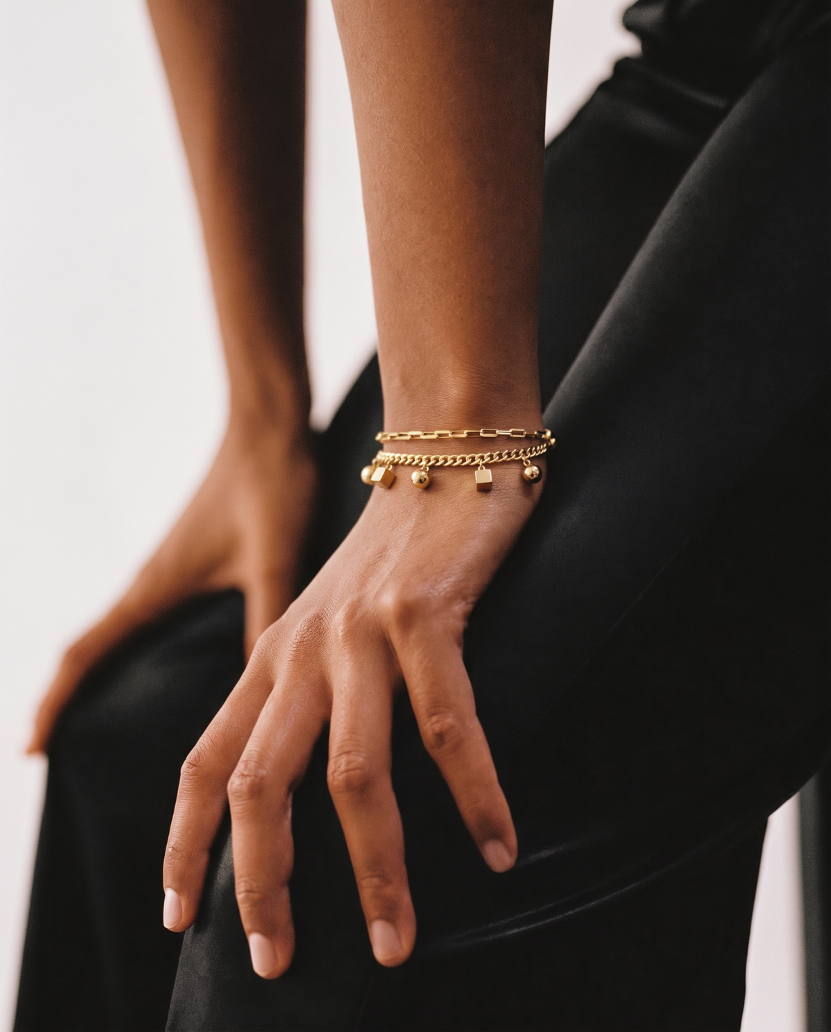 Layered Gold Chain Charm Bracelet