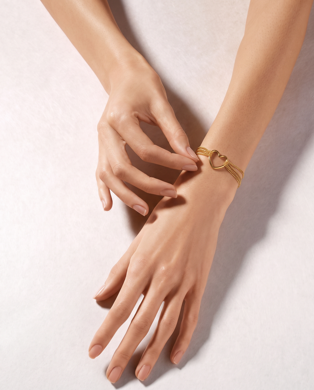 Layered Gold Heart Chain Bracelet