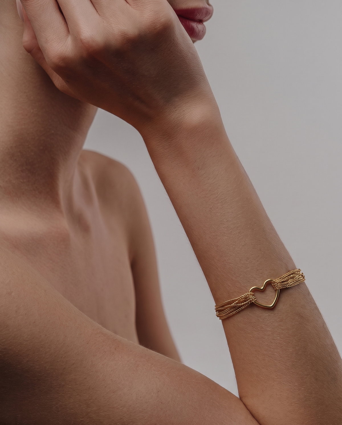 Layered Gold Heart Chain Bracelet
