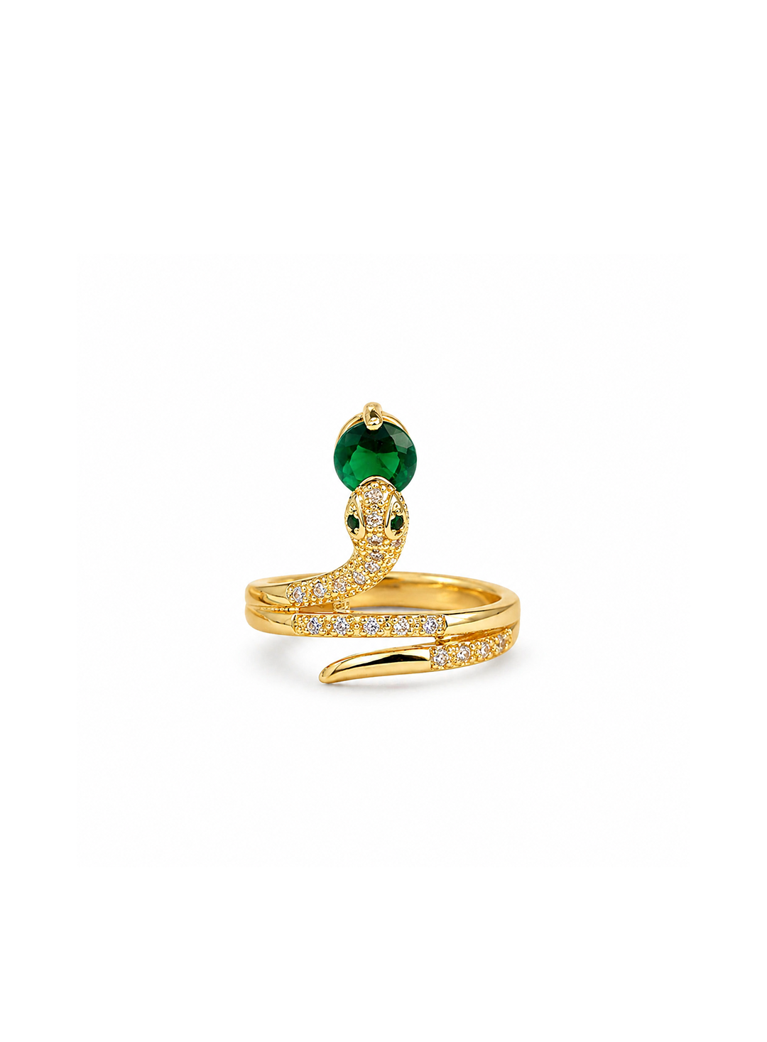 Green Stone Snake Coil Ring