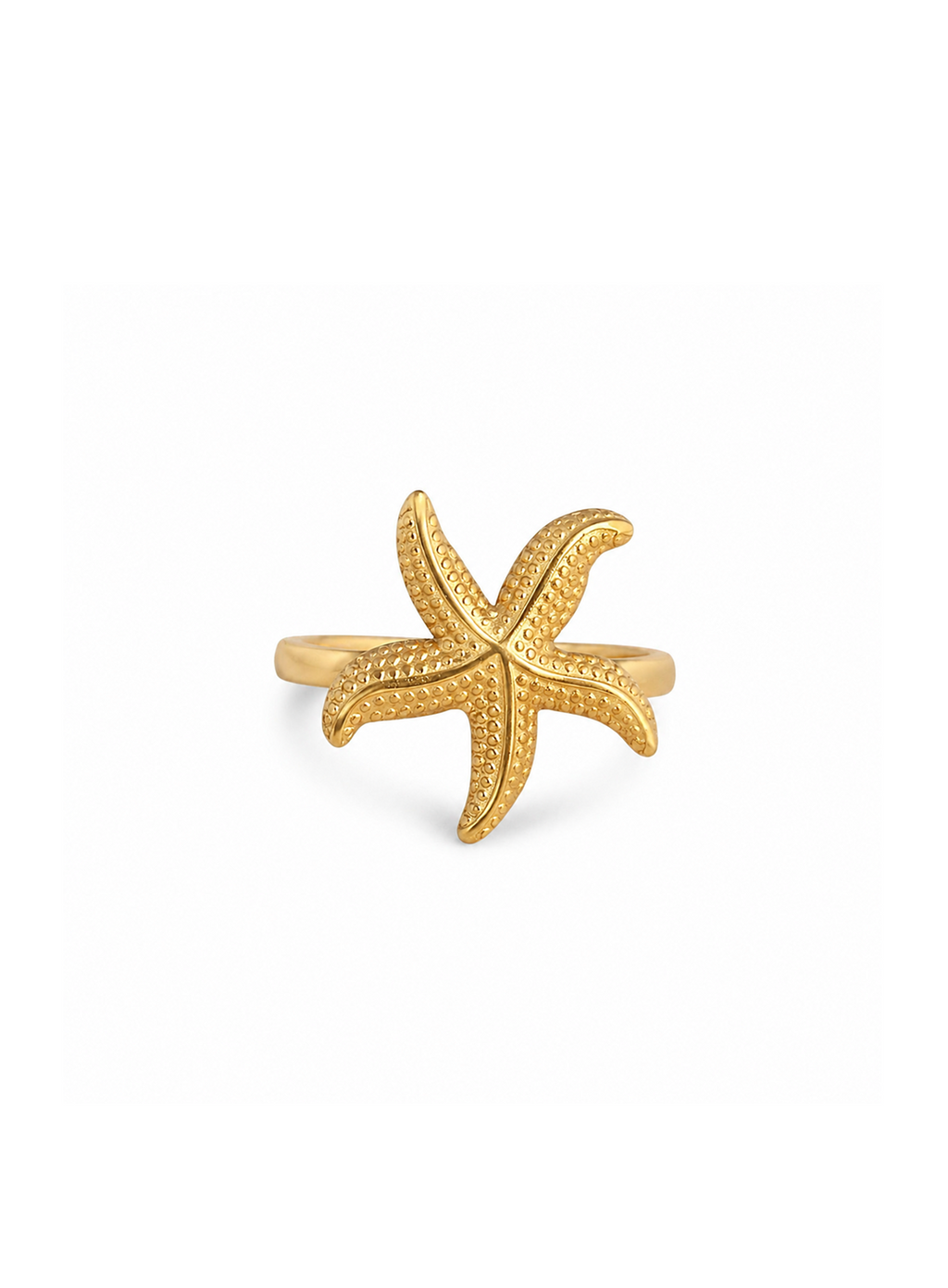 Coastal Starfish Textured Gold Ring