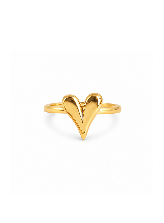Minimal Sculpted Heart Ring